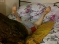 Caught pretty girl in her bra and panties laying in bed and smoking, and I fuck her hard doggystyle