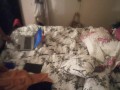 Stepdad seduces stepdaughter after he finds her smoking in bed in her bra and panties and fucks her