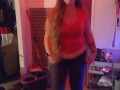 Caught long brunette hair gets on her hands and knees and shakes her ass, after drinking and smoking