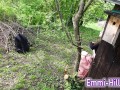 Hut in the Woods |Long Labia Teen with wet and creamy pussy outdoors