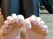 Showing off my clean soles and long toes