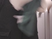 SQUINTING in an AIRPLANE Toilet - Mile High MASTURBATION