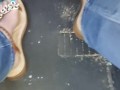 Big feet driving fast spending with Sandals under my mean sexy feet