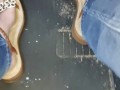 Big feet driving fast spending with Sandals under my mean sexy feet