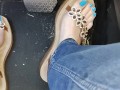 Big feet driving fast spending with Sandals under my mean sexy feet