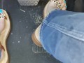 Big feet driving fast spending with Sandals under my mean sexy feet