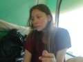 Inexperienced sucked for the first time in a tent