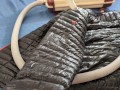 Vacuuming Dark Shark Ghost Whisperer Down Jacket with Vintage Electrolux Vacuum Cleaner