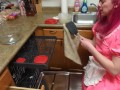 Trans Rubber Sissy Maid Doing Dishes