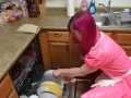 Trans Rubber Sissy Maid Doing Dishes