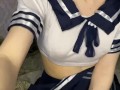 casually playing with myself in my cute schoolgirl outfit 🥰😏