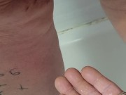 Chubby Bunny pees on owner