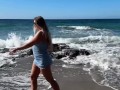 shameless girl pissing on public beach compilation