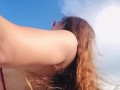 Italian Horny Big Tits Milf Artemisia Love wearing a Micro Bikini and Flashing her tits Public Beach