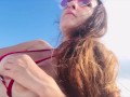 Italian Horny Big Tits Milf Artemisia Love wearing a Micro Bikini and Flashing her tits Public Beach