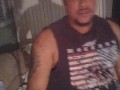 Chubby tattoo guy jerking off to girlfriend playing video games in her bra and panties