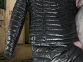 Cuming on Girlfriend's Shiny Black G.W. Down Jacket