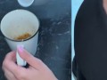 Big Boobs Baby drinks coffee