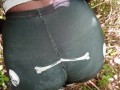 Ebony with big tits seduced a passerby and fucked him in the forest.