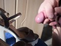 Amazing cumshot on wife's heels