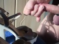 Amazing cumshot on wife's heels