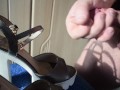 Amazing cumshot on wife's heels