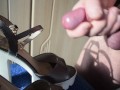 Amazing cumshot on wife's heels