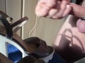 Amazing cumshot on wife's heels
