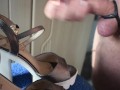 Amazing cumshot on wife's heels
