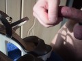 Amazing cumshot on wife's heels