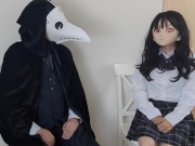 HENTAI Aibu。廃墟。セクシーな衣装。電動バイブでオナニー。