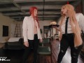 VR Conk: Power & Makima From Chainsaw Man Lick Denji's Balls Fuck Anally In Crazy FFM Cosplay Parody