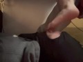 Girlfriend has foot slave worship her under desk