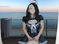 HENTAI Aibu。ベランダ。メイド。電動マッサージ機でオナニー。