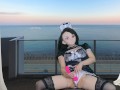 HENTAI Aibu。ベランダ。メイド。電動マッサージ機でオナニー。