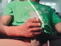 Stepdad Cock Milking thru Slime bottle . Huge cum & loud moan Stepson, twink, bareback