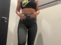 Trying on Sexy Nike Pro Leggings in Public Changing Room / big Butt
