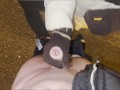 hot HANDJOB with FABRIC GLOVES – CUM on the ASPHALT🧤💦