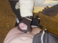 hot HANDJOB with FABRIC GLOVES – CUM on the ASPHALT🧤💦