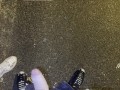 hot HANDJOB with FABRIC GLOVES – CUM on the ASPHALT🧤💦
