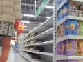 Walking around the store without panties