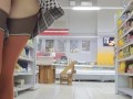Walking around the store without panties