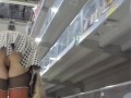 Walking around the store without panties