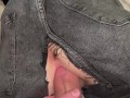 He wouldn't take my jeans off, so he tore them. fucking me