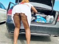 UPSKIRT No PANTIES No BRA in a SEETHROUGH Dress in PUBLIC