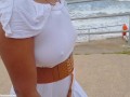 UPSKIRT No PANTIES No BRA in a SEETHROUGH Dress in PUBLIC
