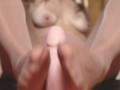 Learning How To Give Fetish FOOTJOB with CUM 💦 Lube on NYLONS. Dildo Masturbation by MaxiLovers 🍓