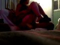 Hot Latino thug thrusting his cock inside cheating girl's extremely tight pussy while she is riding