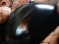 Horny BBW repeatedly squirts while masterbating in fishnets