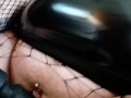 Horny BBW repeatedly squirts while masterbating in fishnets